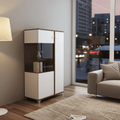 Merlin White Gloss Oak Effect Low Cocktail Display Cabinet