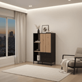 Riverton Slatted Artisan Oak Effect Black Low Display Cabinets for Home
