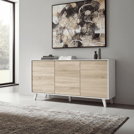Flanile White & Oak Small Sideboard