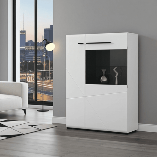 Glassia White Gloss Bedroom Display Cabinets