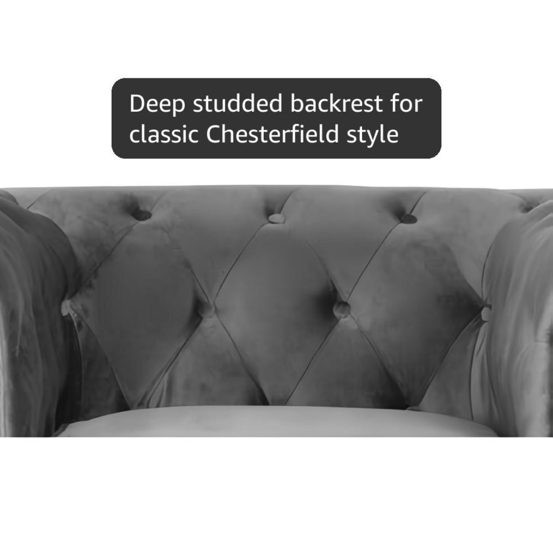 Silka Grey Chesterfield Armchair