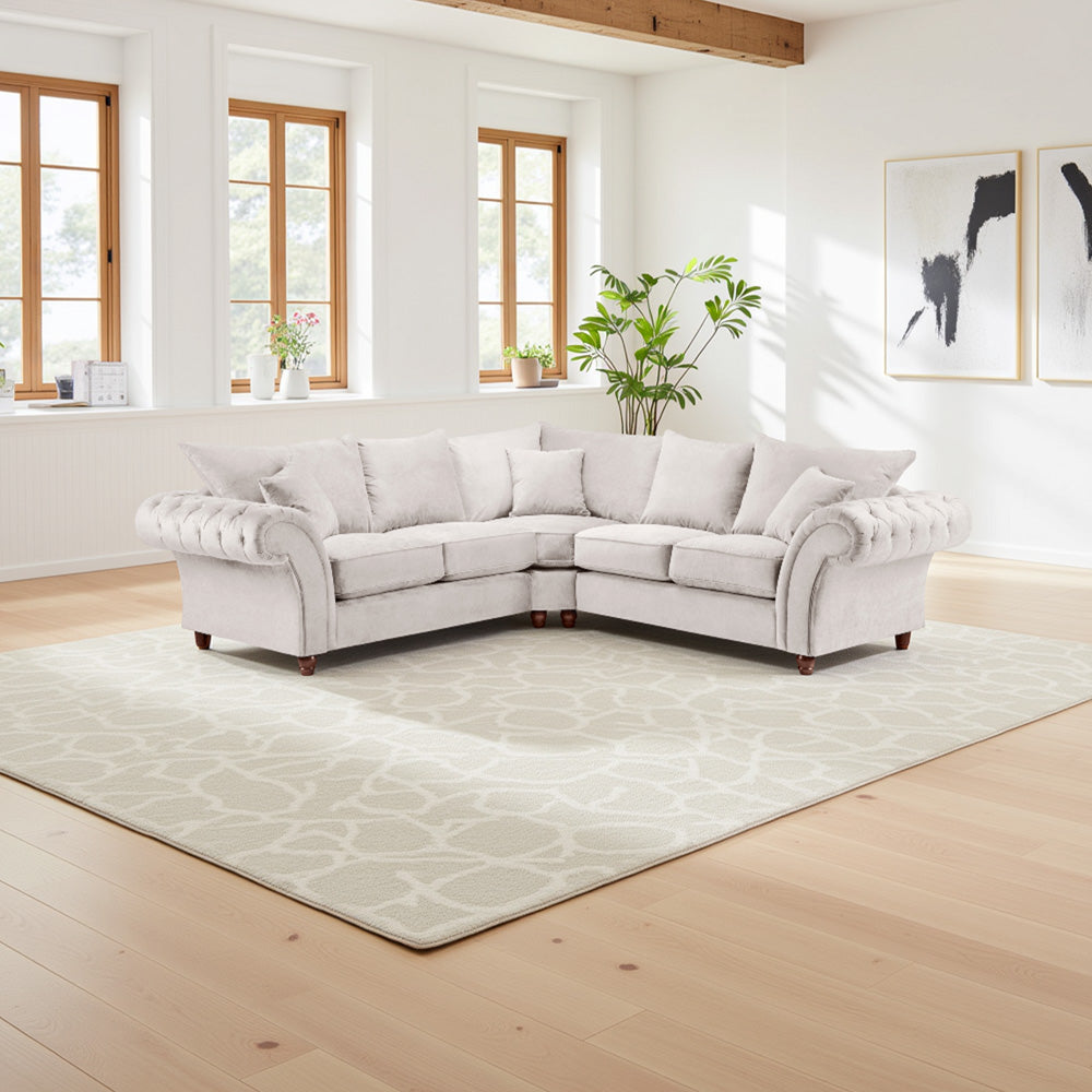 Windsor Fullback Grey Velvet Corner Sofa