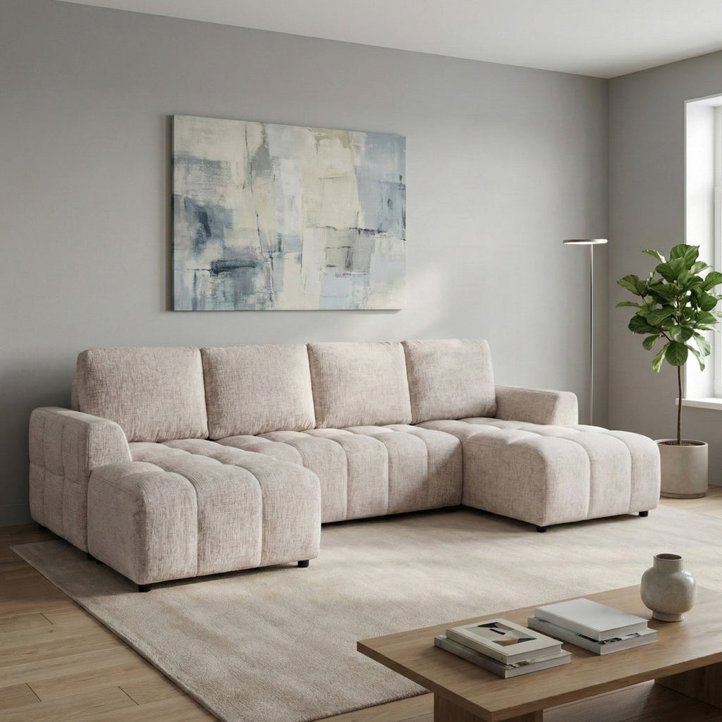Tirana U Shape Sofa Bed in Beige