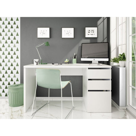 Athena Artic White Office Desk with Cupboard and Drawers