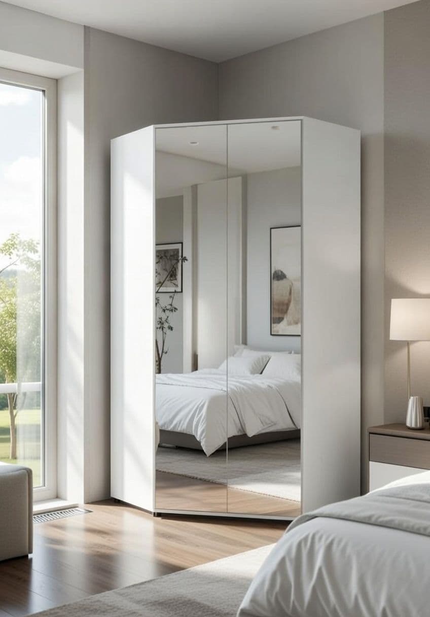 Santino Full White Mirrored Wardrobe