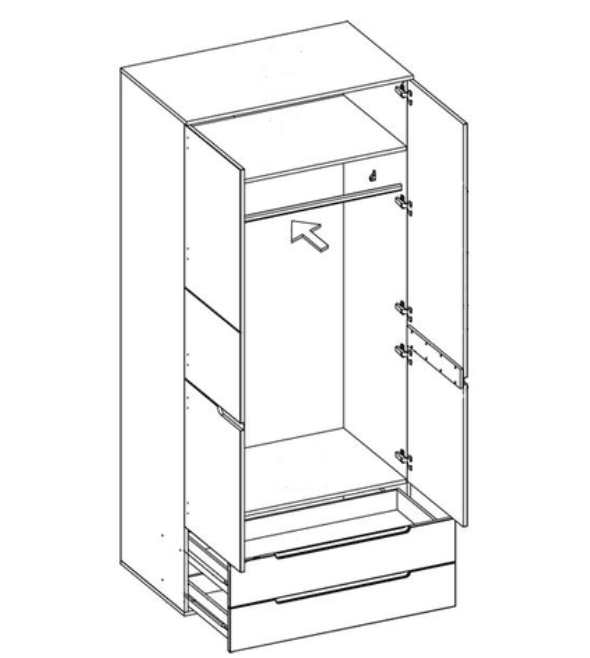 Santino White High Gloss Wardrobe