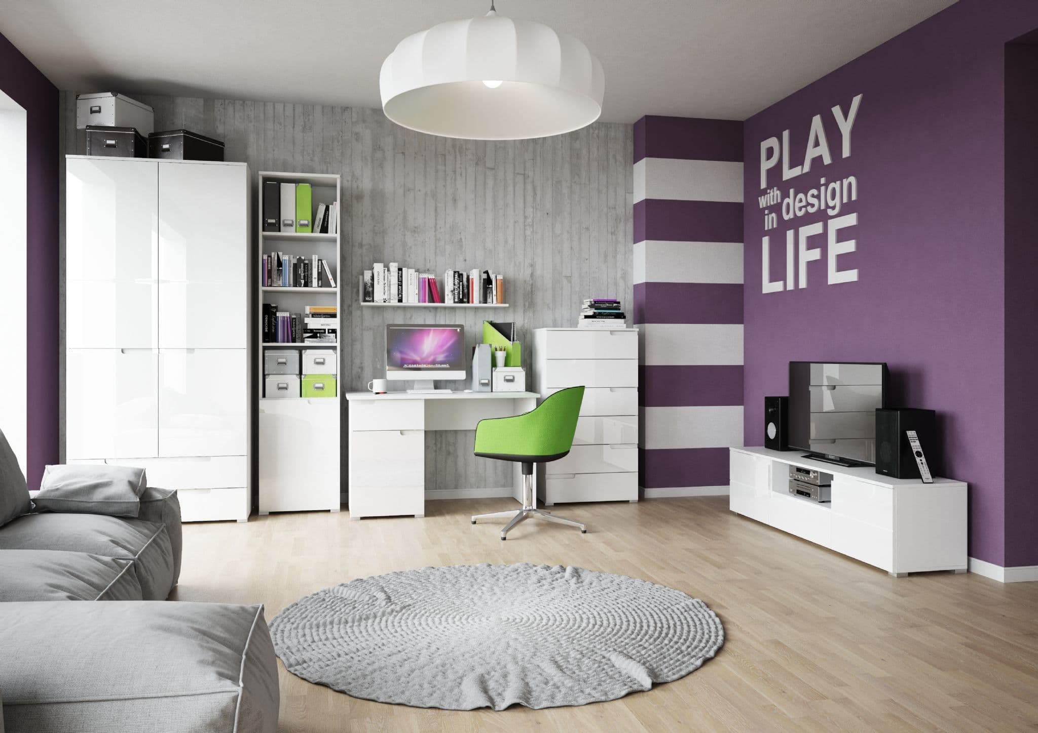 Santino White High Gloss Wardrobe