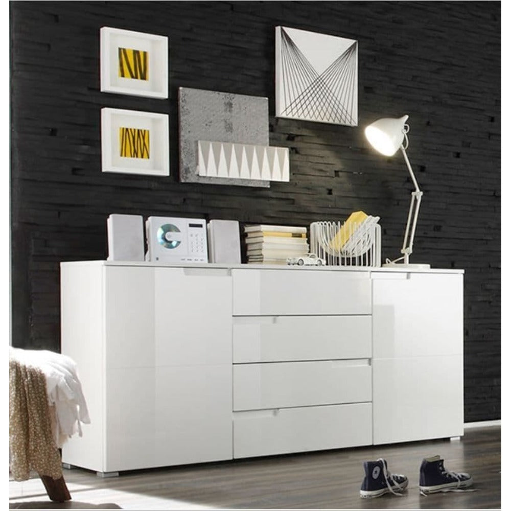 Sofia White High Gloss Wide Sideboard