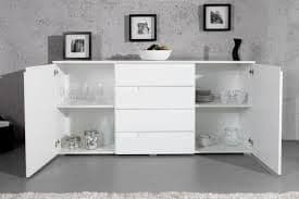 Sofia White High Gloss Wide Sideboard