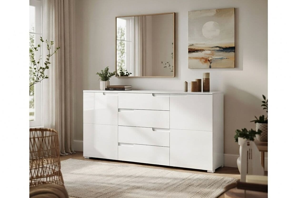 Sofia White High Gloss Sideboard