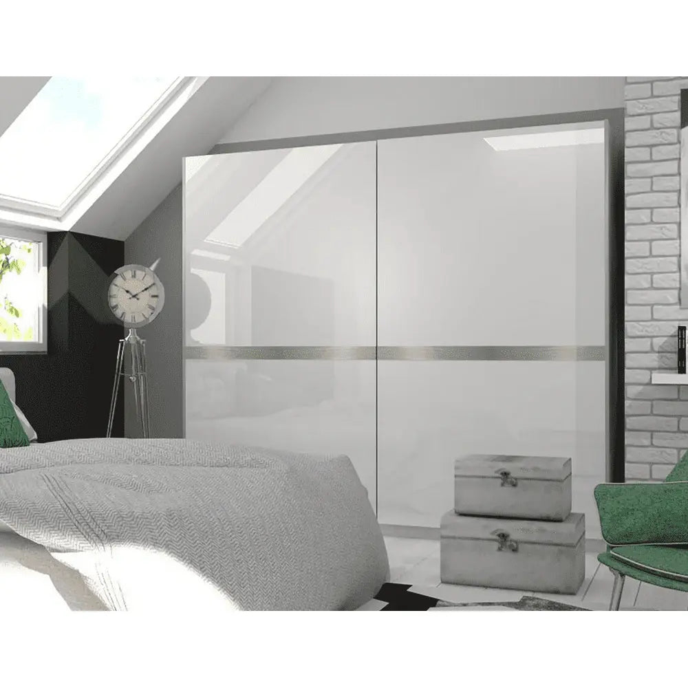 Shine White Gloss Sliding Door Wardrobe