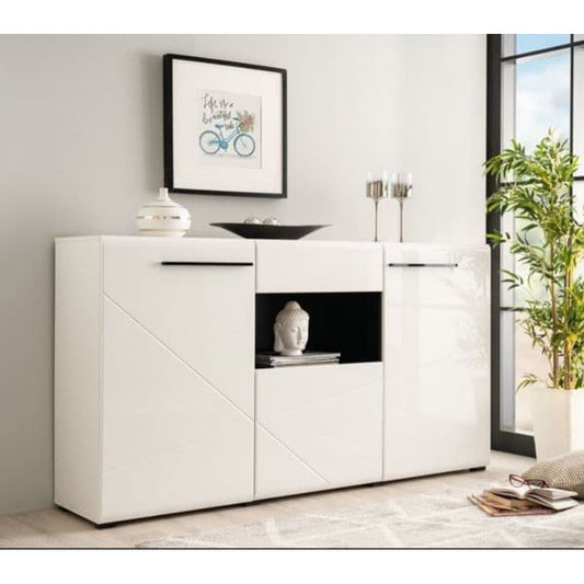 Glassia White Gloss Tall Sideboard