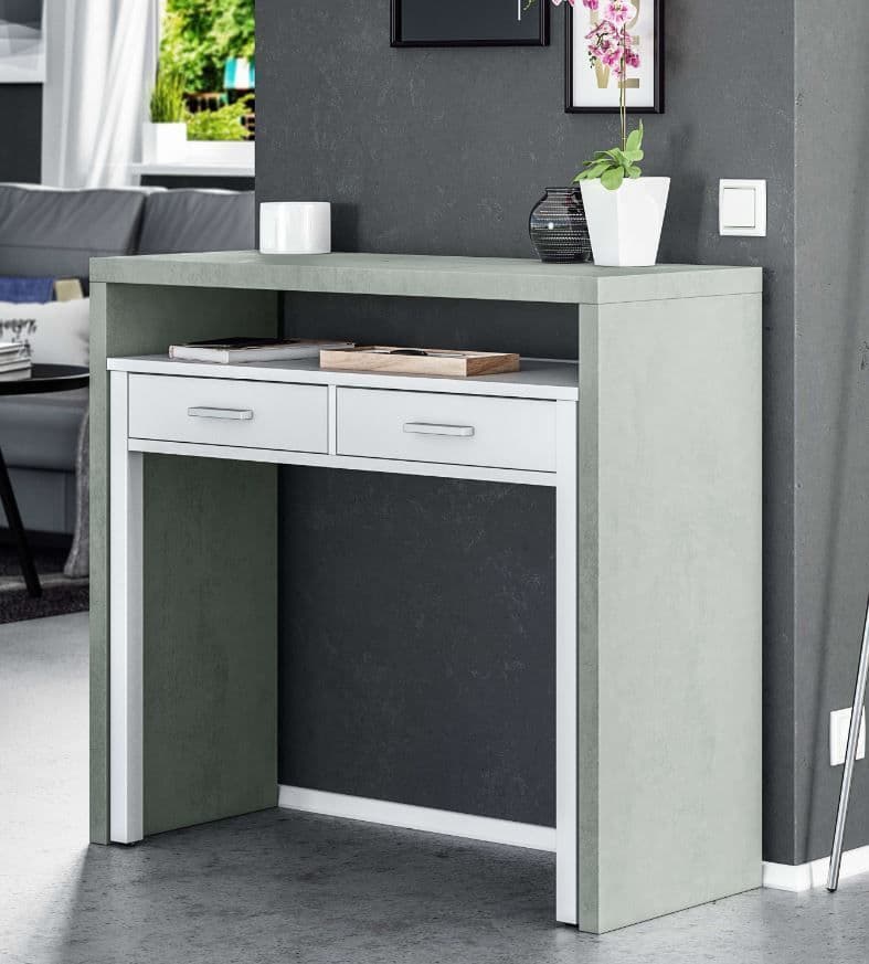 Karin Artic Concrete Grey And White Desk/Dressing Table or Console Table