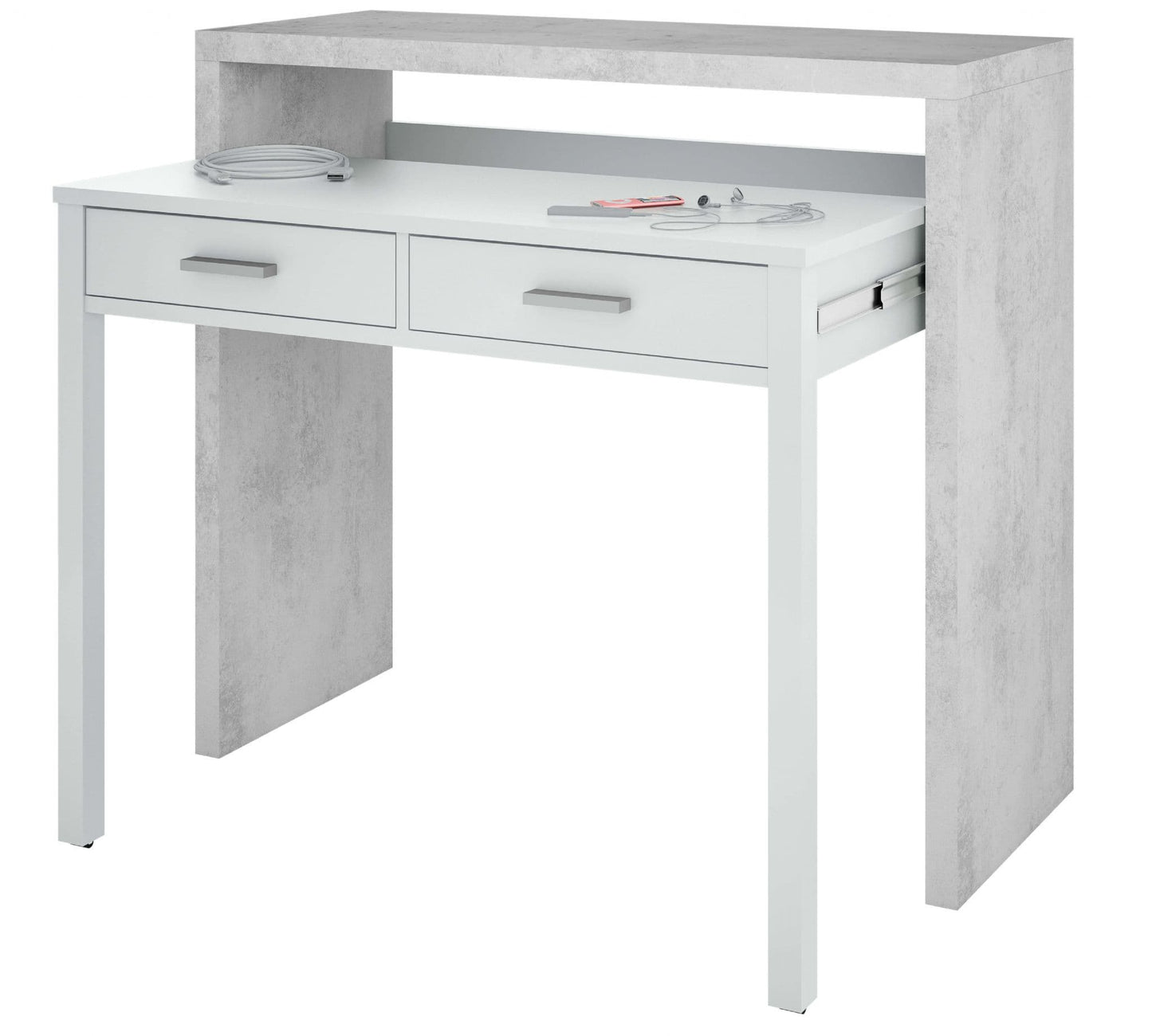 Karin Artic Concrete Grey And White Desk/Dressing Table or Console Table