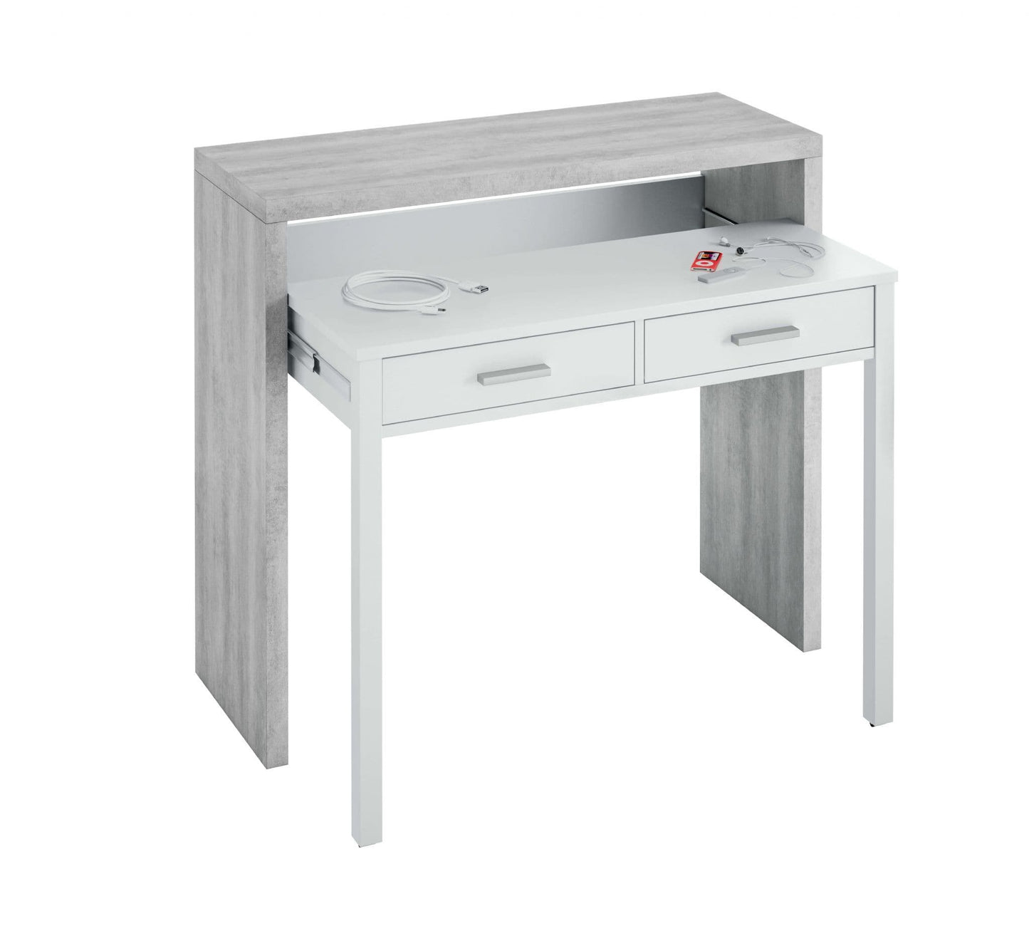 Karin Artic Concrete Grey And White Desk/Dressing Table or Console Table