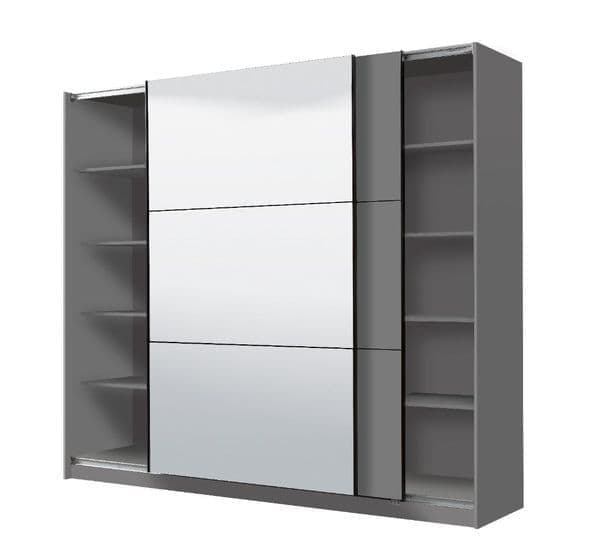 Valentina Grey mirrored Sliding Wardrobe