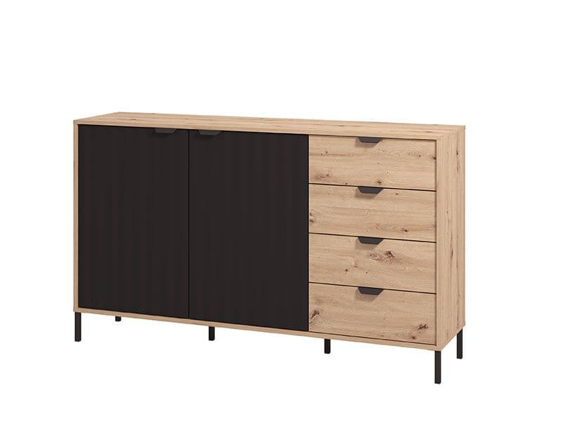 Medowin Artisan Oak Effect And Black Sideboard