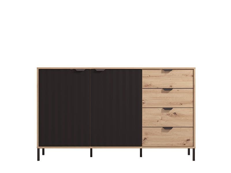 Medowin Artisan Oak Effect And Black Sideboard