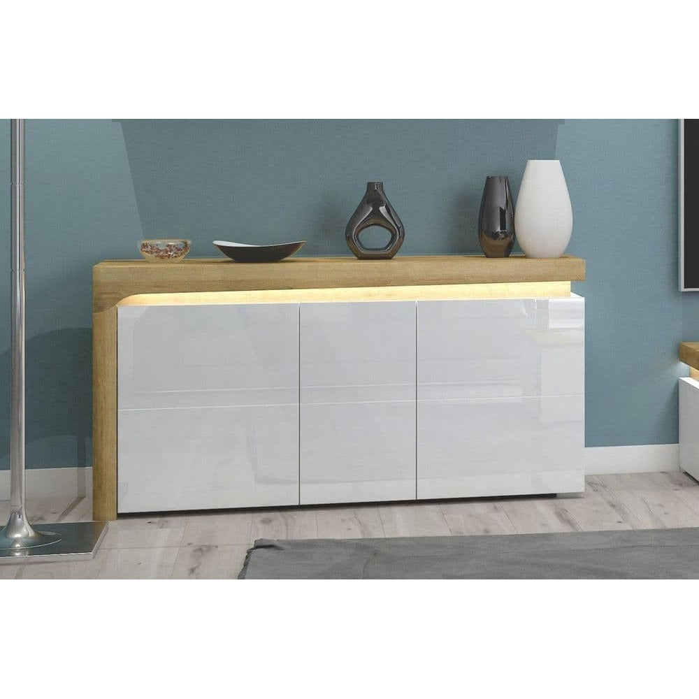 white and oak sideboard